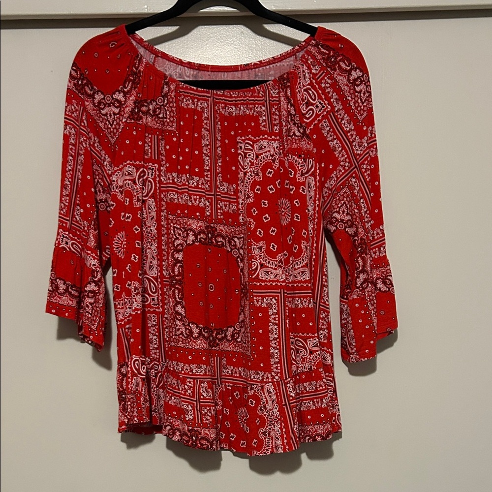 Red Paisley Women's Top